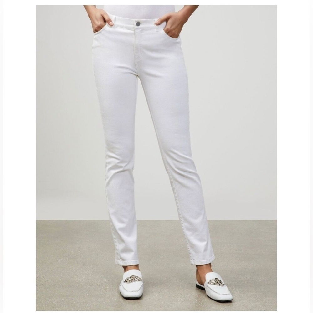 Lafayette 148 Denim Thompson Slim Lag White Stretch Pants Sz 0
